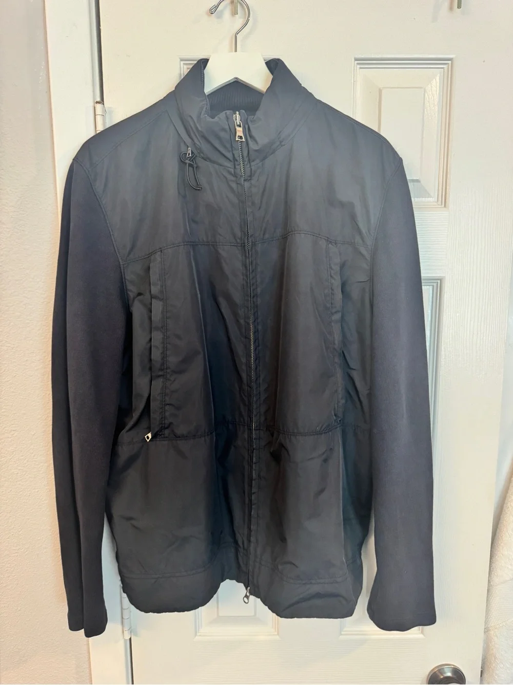 Banana Republic Mens Hybrid Full Zip Jacket Sweater Nylon Front Knit Sleeve XL